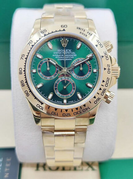 Rolex Daytona Green Dial Super Clone Swiss Replica Watch | 18k Gold Bracelet | Ref 116508 | 4130 Swiss Movement