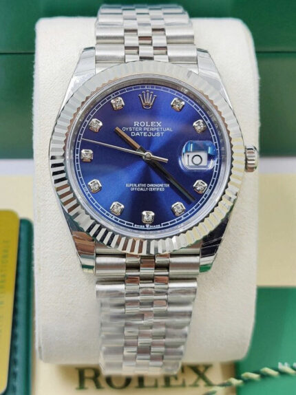 Rolex Datejust 41mm Super Clone Swiss Replica Watch | Blue Dial with Diamonds Ref 126334 | 3235 Swiss Movement